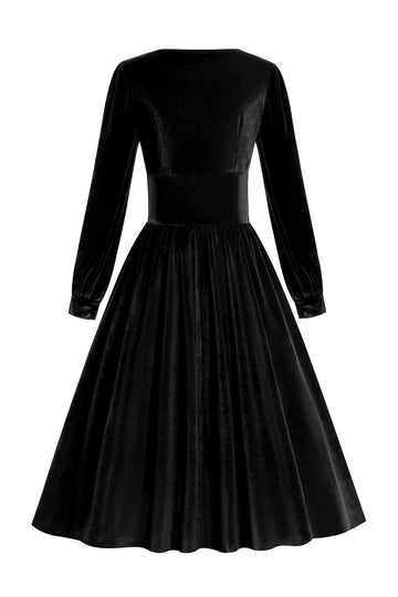 Vestido Vintage de Terciopelo Manga Larga Negro